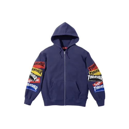 Supreme Thrasher Multi Logo Zip Up Hooded Sweatshirt