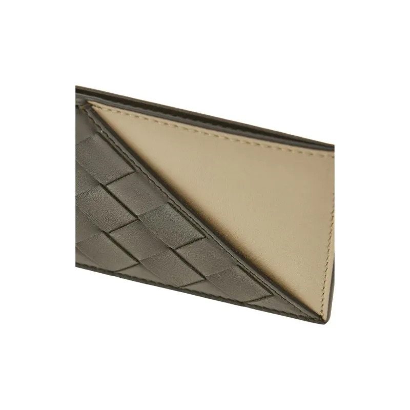 Bottega Veneta Intrecciato Leather Card Holder Women's Khaki & Beige-7