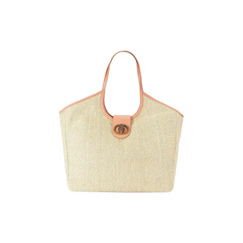Kurt Geiger London Chelsea Canvas Bag Tote Bag Shopping Bag Handbag Large Size Women's Beige & Pink