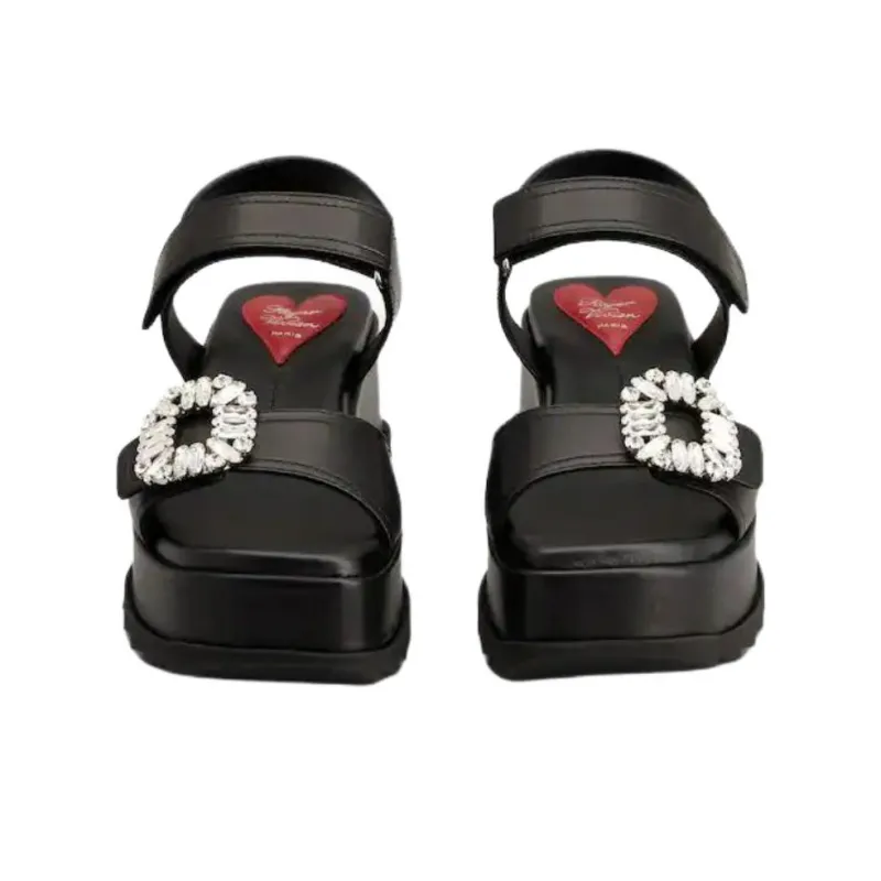 Roger Vivier Slidy Viv' One Strap Sandals Women's Black-3