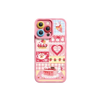 I Create My Art Silicone Material Strawberry Cake Phone Case Compatible With Apple Collection Cute Style