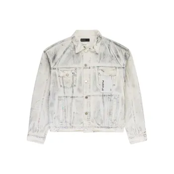 PURPLE BRAND X Ray Iridescent Wave Foil Denim Jacket