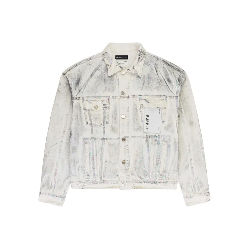 PURPLE BRAND X Ray Iridescent Wave Foil Denim Jacket-0