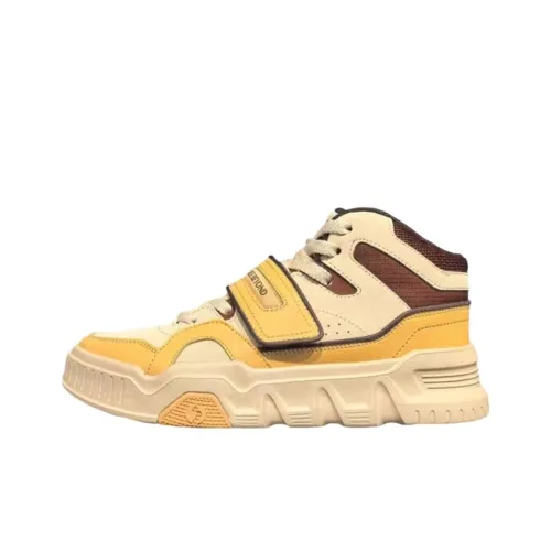 361° Warm And Lightweight High Top Skateboard Shoes Men's Beige Yellow