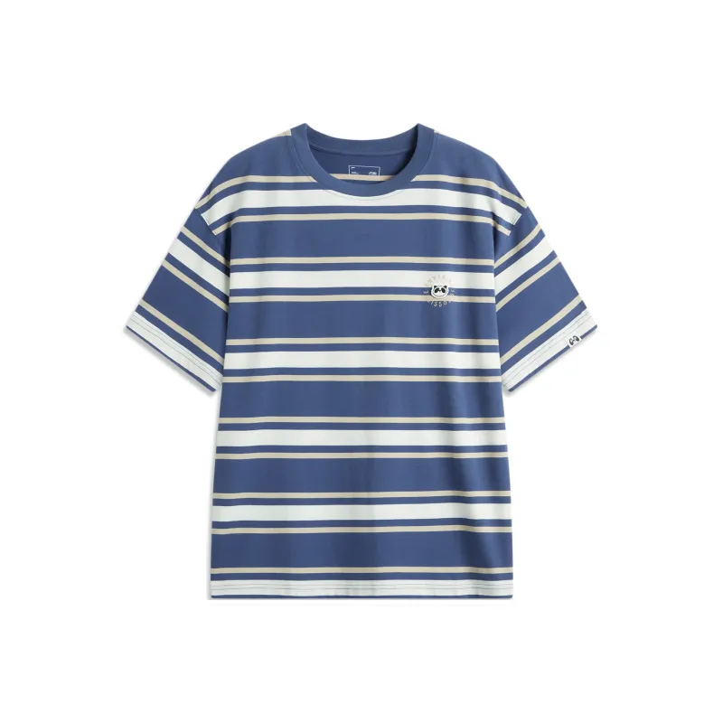 LiNing Sports Life Collection T Shirt Men's Sea Salt Blue Ecru Oxford Brown-0