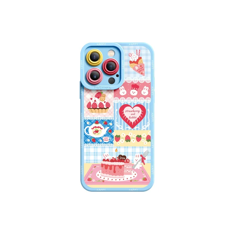 I Create My Art Silicone Material Strawberry Cake Phone Case Compatible With Apple Collection Cute Style-6