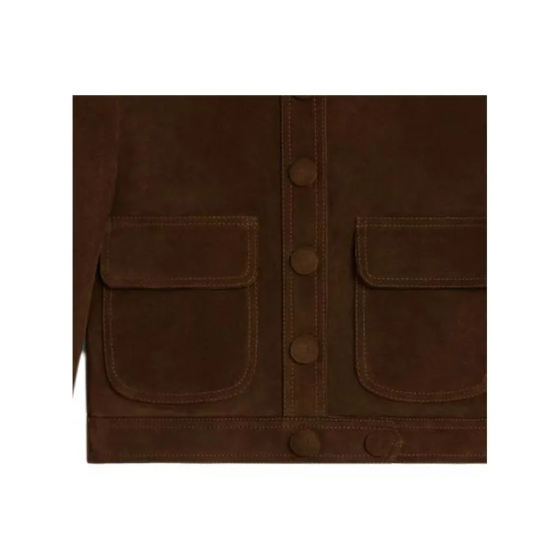 CELINE Straight-cut Blouson Jacket In Suede-3