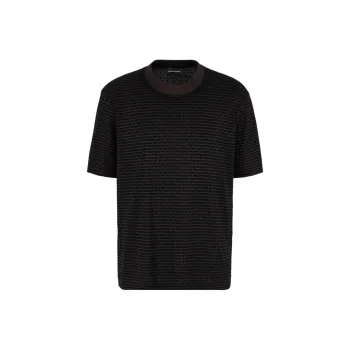 EMPORIO ARMANI Lyocell blend Jersey T shirt With All over Flocked Logo Lettering