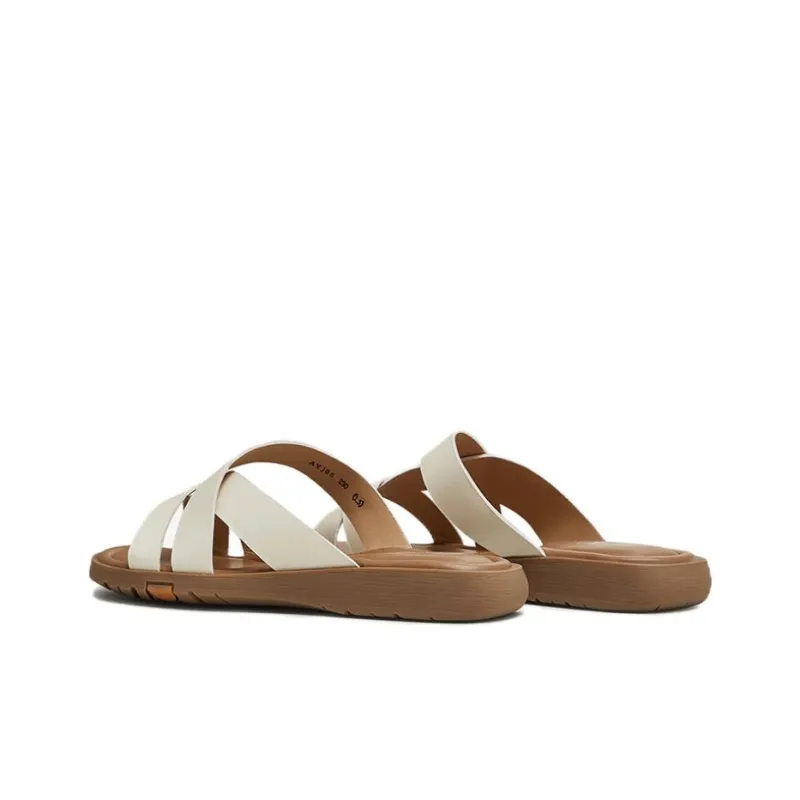 BATA Rubber Sole Slip Resistant Slide Slippers Women's Beige-3