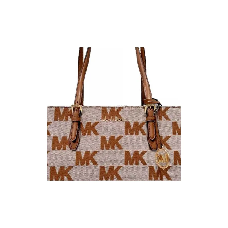 MICHAEL KORS Gilly Canvas Tote Bag Shopping Bag Handbag Large Size Women's Leather Brown-3