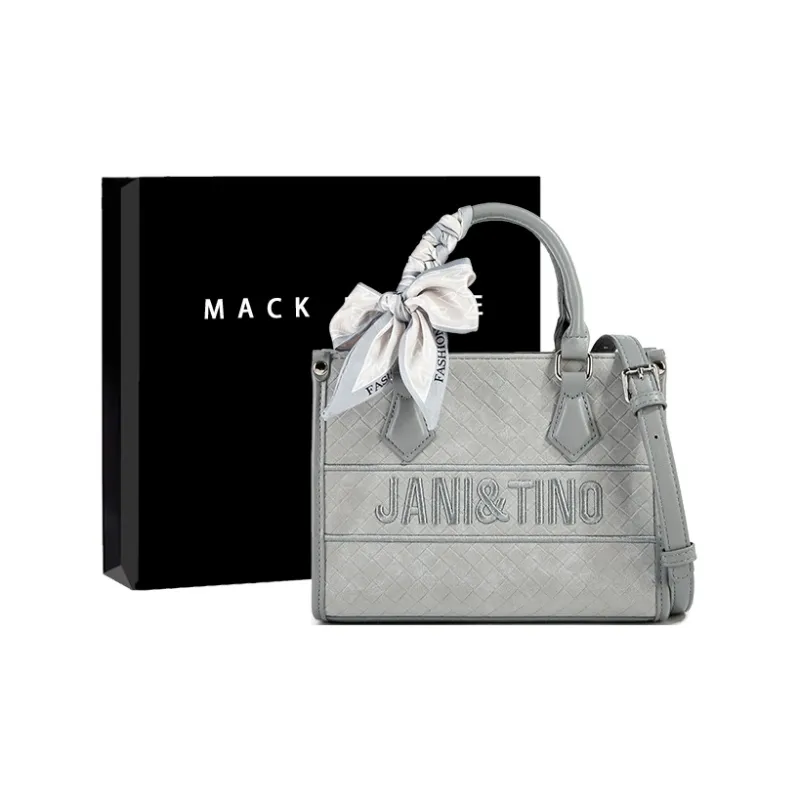 MACKJANICE Polyurethane Handbag Women's Plaid Gray-0