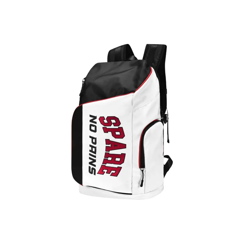 Spare No Pains. Polyester Backpack Training Bag Regular Unisex White Black-4