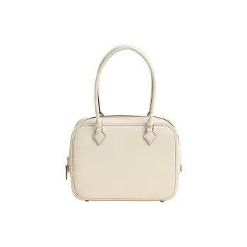 HERMES Plume Mysore Goat Skin Tote Bag Shopping Bag Handbag Mini Women's I2 Nata Cream White