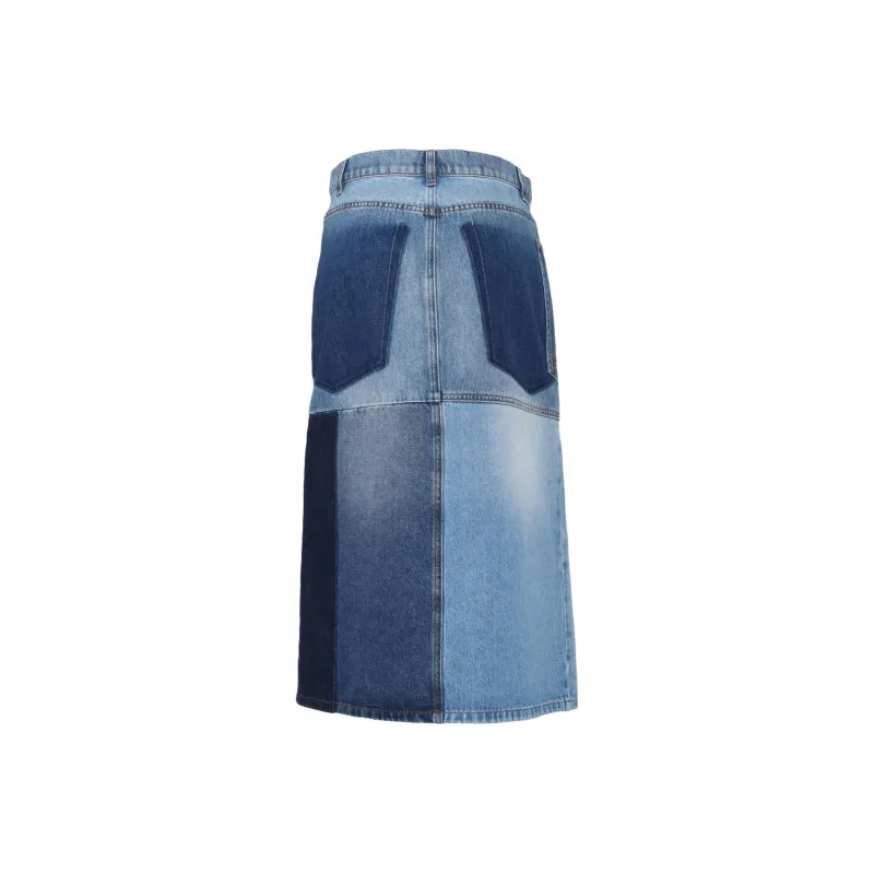 PHILOSOPHY DI LORENZO SERAFINI Patchwork Denim Wrap Skirt-1