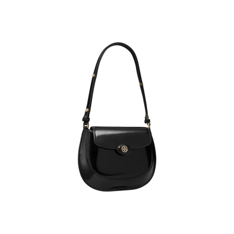 TORY BURCH Robinson Spazzolato Small Flip Bag Black-1