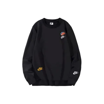 Nike Embroidered Round Neck Pullover Sweaters Autumn Black