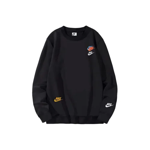 Nike Embroidered Round Neck Pullover Sweaters Autumn Black