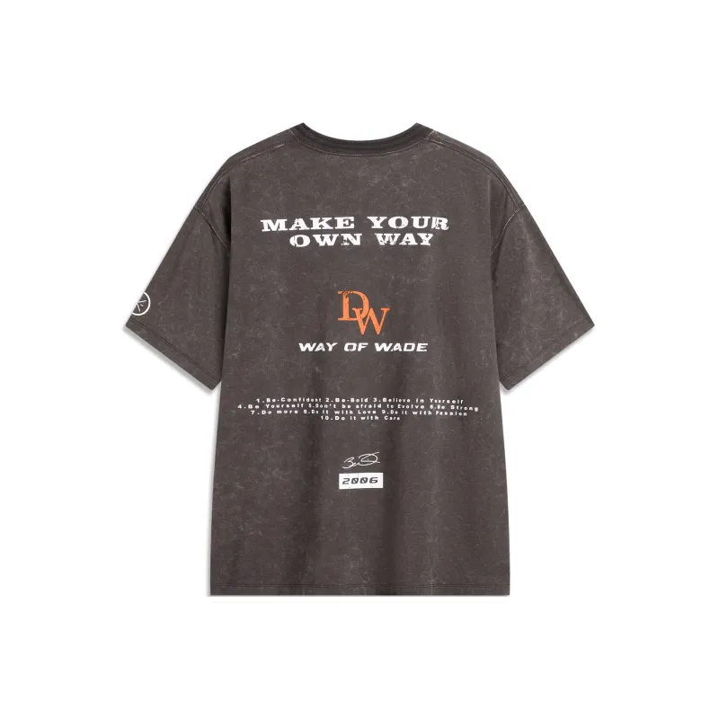 LiNing T Shirt Men's Dark Chocolate Brown Washed-1
