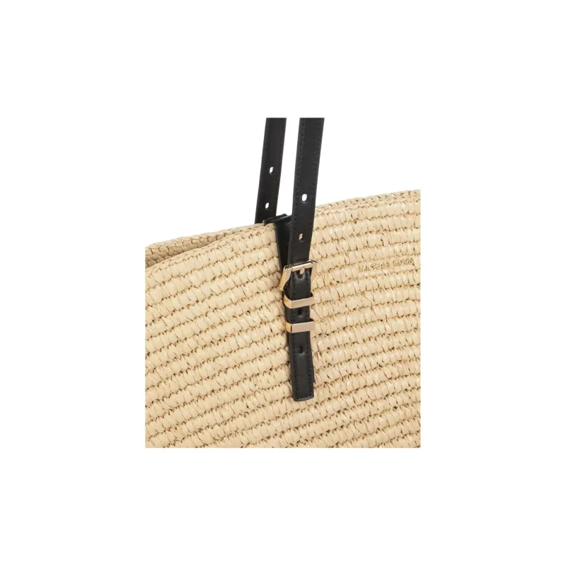 MICHAEL KORS Polyurethane Tote Bag, Shopping Bag, Shoulder Bag Women's Natural & Black-4