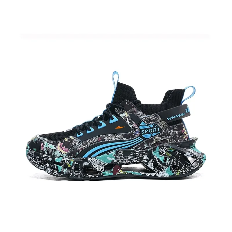Kuding Running Shoes Unisex Low Top Black Orange/Black Blue/White Moon/White Blue-4