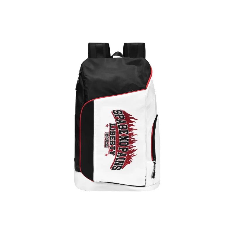 Spare No Pains. Polyester Backpack Training Bag Regular Unisex White Black-6
