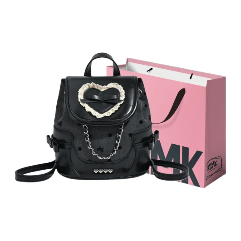 NOMK PU Handbag Backpack Regular Women's Dusty Pink/Classic Black-12