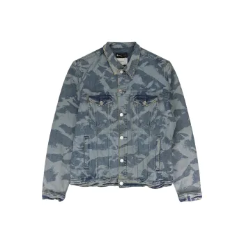 PURPLE BRAND Laser Wrinkled Denim Jacket