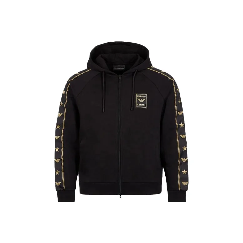 EMPORIO ARMANI Casual Long Sleeved Hoodie Men's Black-0