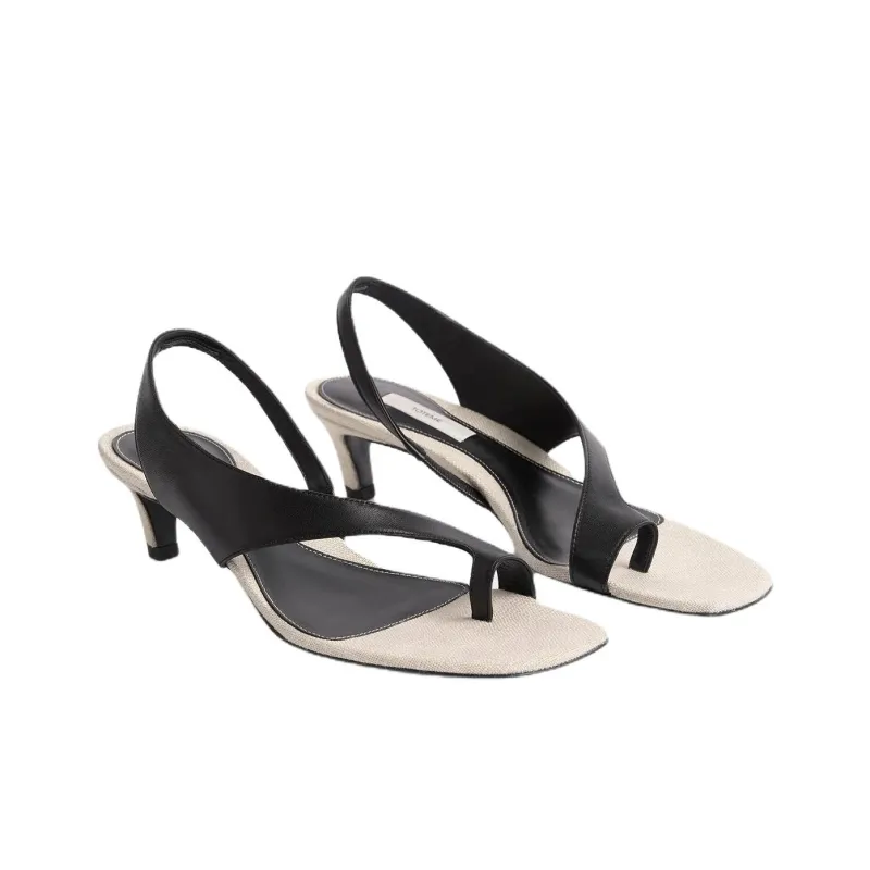TOTEME One Strap Sandals 4cm Women's Black-2