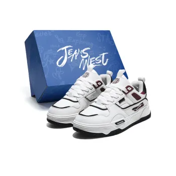 JEANSWEST Cushioning Height Increasing Abrasion Resistant Lightweight Mat Low Top Skateboard Shoes Men's White