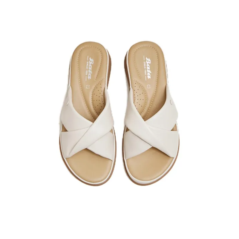 BATA Rubber Sole Leather Patchwork Slip Resistant Slide Slippers Women's-2