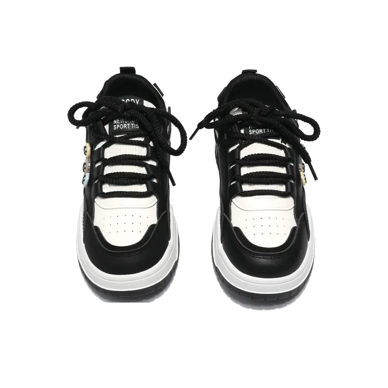 Dawei's House Slip Resistant Cushioning Low Top Skateboard Shoes Women's Black-3
