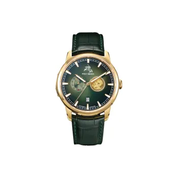 POLOMEISDO POLO Wrist Watch Automatic Mechanical Movement Cowhide Strap 41mm Green Dial Men's Watches Wooden Box