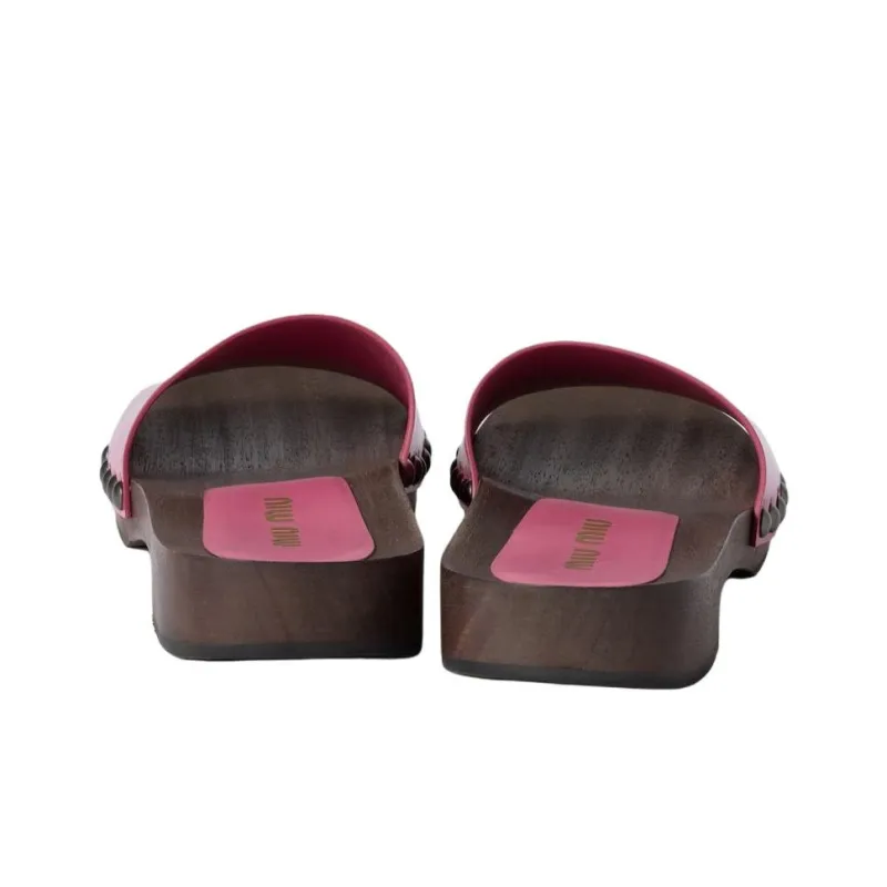 MIU MIU Slip Resistant Slide Slippers 3cm Women's Begonia Pink-2