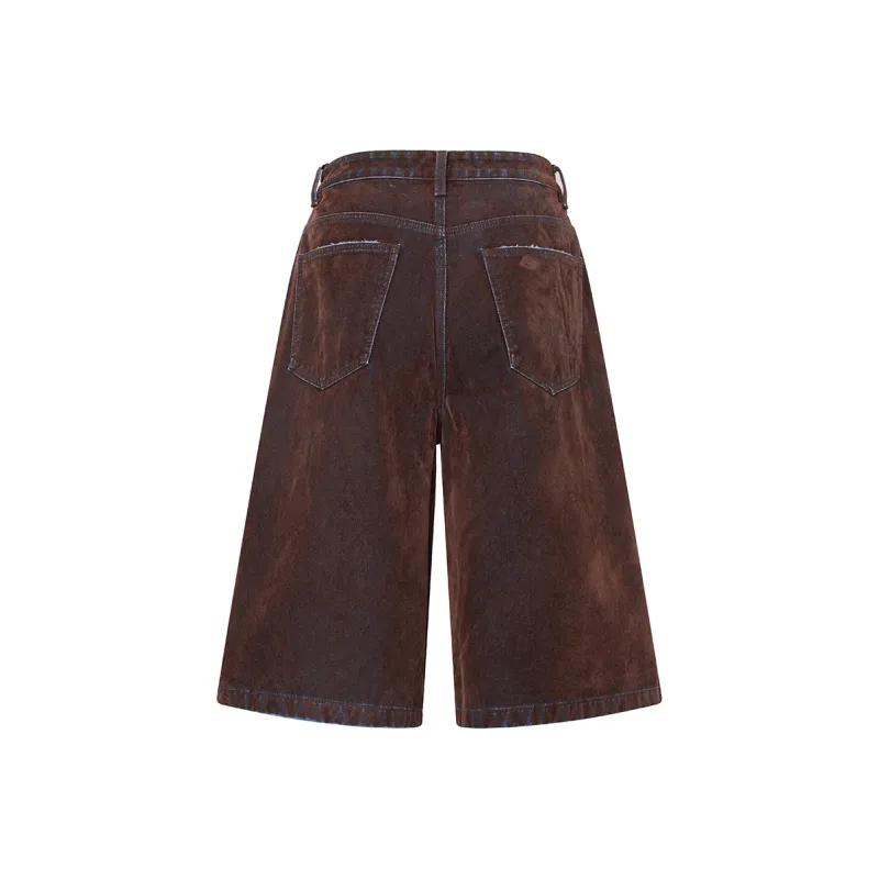 GTRG Denim Shorts Unisex Brown-1