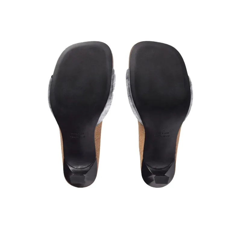 Scholl x Balenciaga Slide Slippers 8cm Women's Silver-6