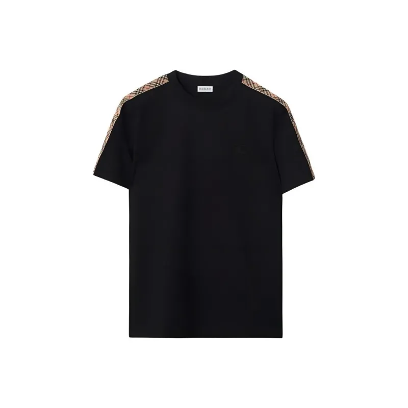 Burberry Checkered Trim Crewneck T Shirt-0