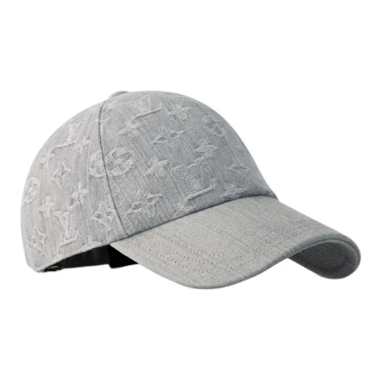 LOUIS VUITTON Cotton, Denim Fabric, Metal Baseball Caps Women's Gray-1