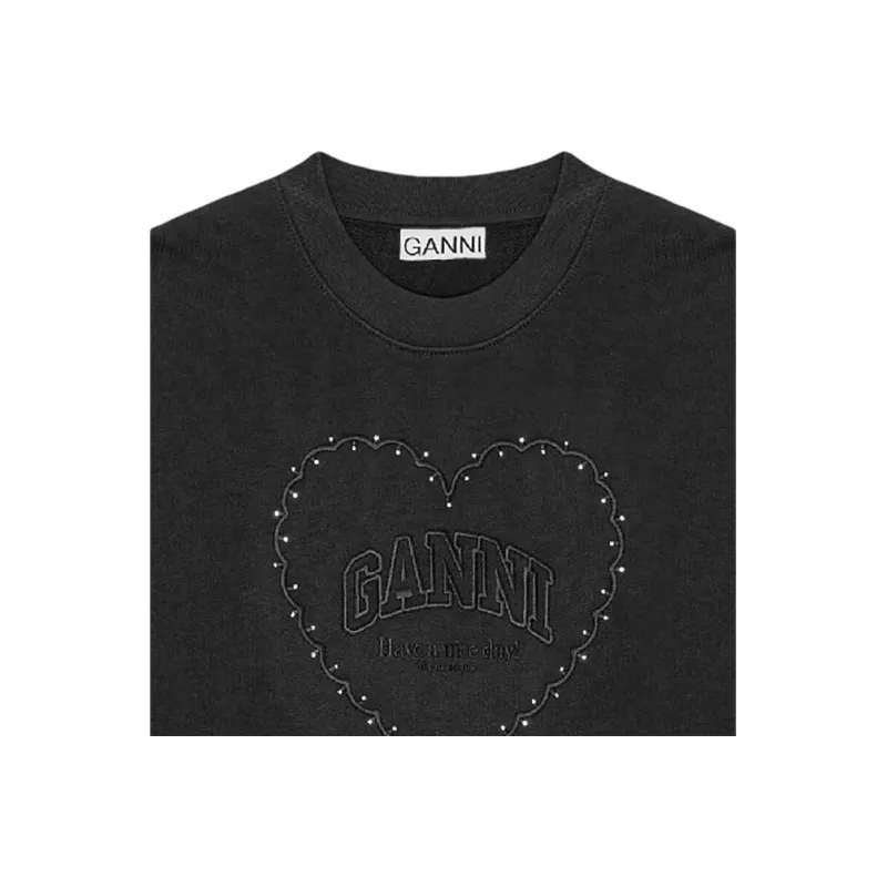 GANNI Logo Appliqué Cotton T shirt-1