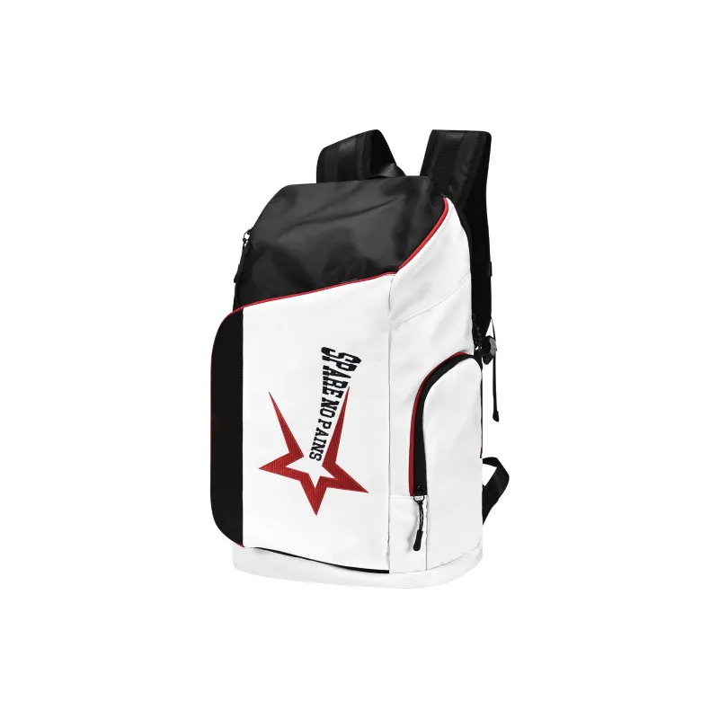 Spare No Pains. Polyester Basketball Bag Backpack Regular Unisex White/Black-4