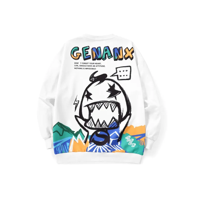 GENANX Crew Neck Loose Fit Regular Sweatshirt Unisex-5