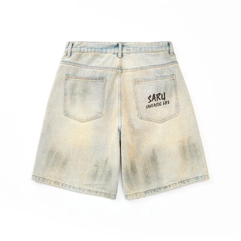 SANTASTIC Denim Shorts Unisex Light Blue-1