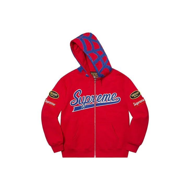 Supreme Vanson Leathers Spider Web Zip Up Hooded Sweatshirt-2