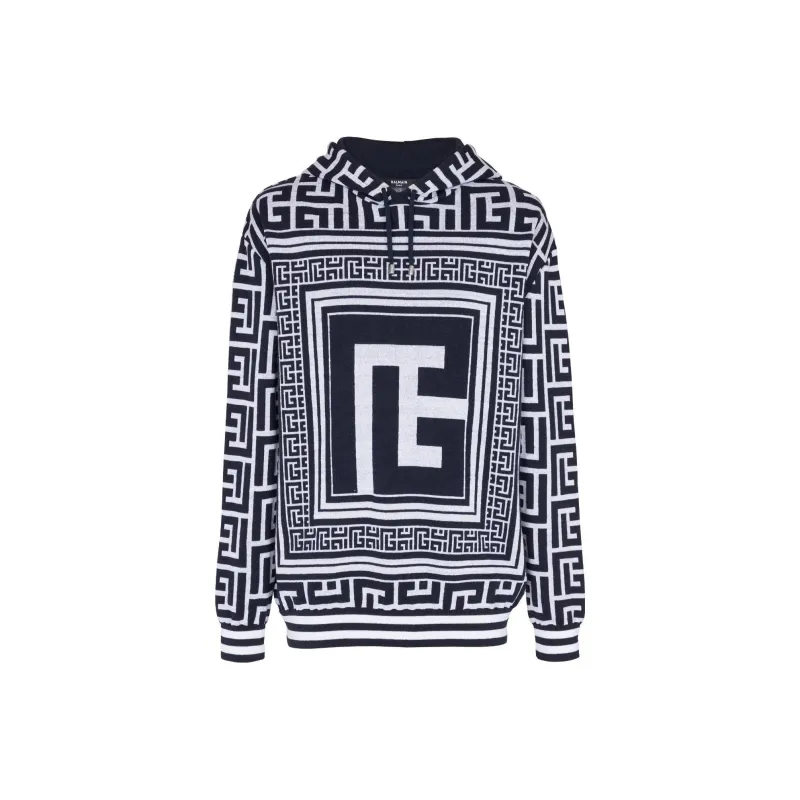 BALMAIN Monogram Hooded Sweatshirt-0