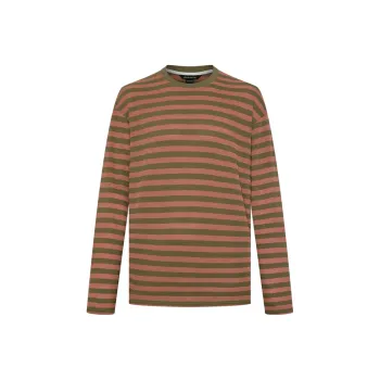 URBAN REVIVO T Shirt Men's Gray Green Stripes