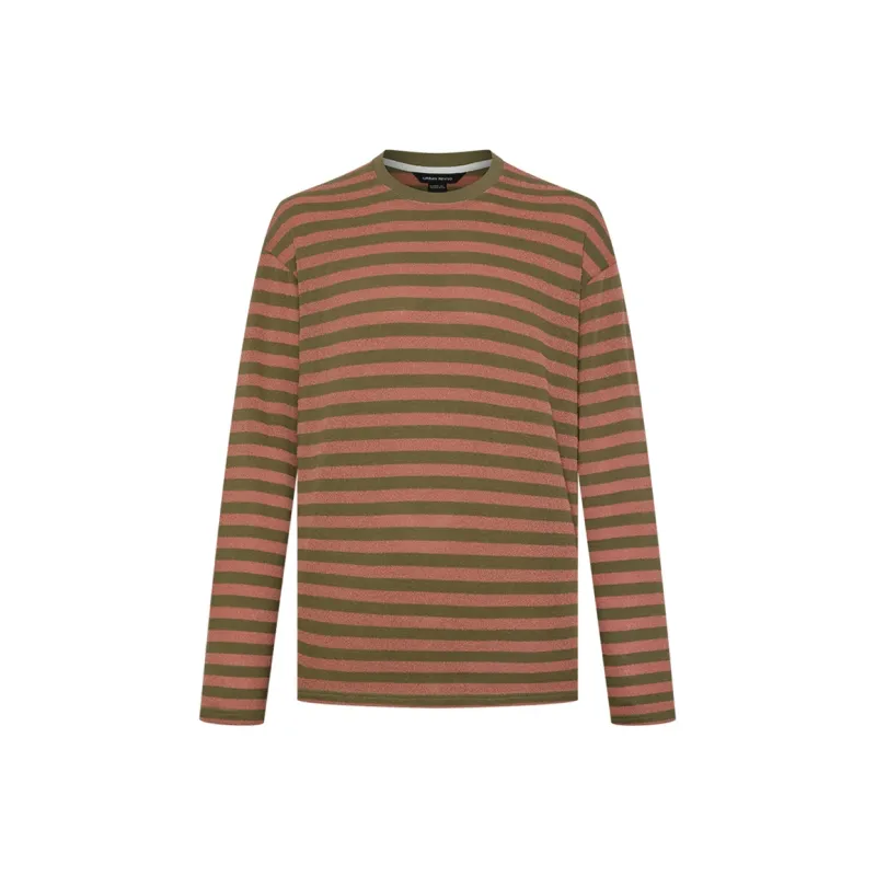 URBAN REVIVO T Shirt Men's Gray Green Stripes-0