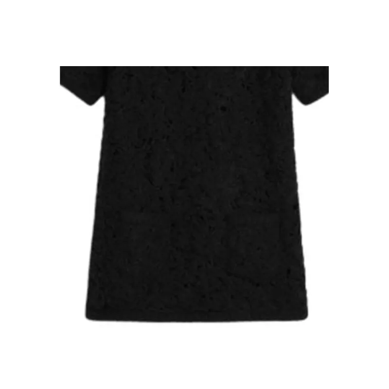 CELINE Mini Dress In Triomphe Cornelly Wool Short-Sleeved Dresses Women's Black-3