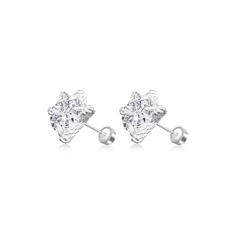 Disney 925 Sterling Silver Stud Earrings Unisex Silver-19