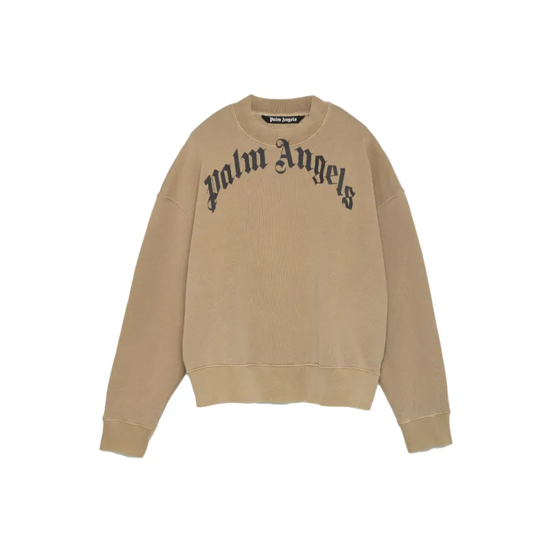 PALM ANGELS Curved Logo Crewneck-0