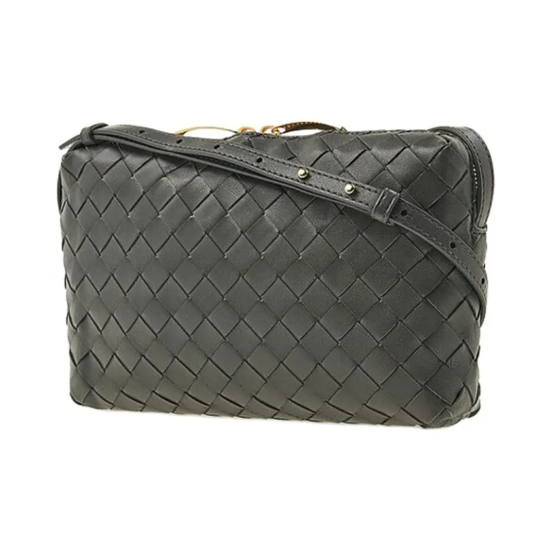 Bottega Veneta Intrecciato Sheepskin Shoulder Bag Regular Unisex Dark Gray-1
